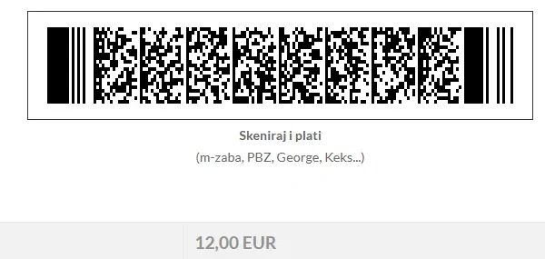 Potvrda narudžbe s HUB3 barkodom za plaćanje