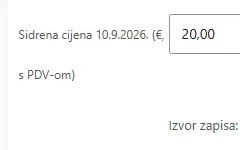Polje za sidrenu cijenu na artiklu u WooCommerceu
